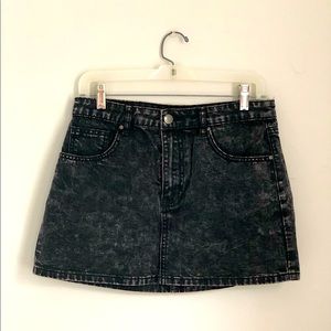 Black denim mini skirt